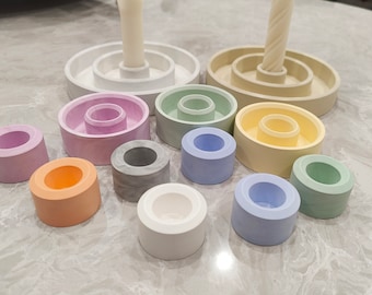 Circle Candlestick Holder | Minimalist Taper Candle Holder | Handmade in Custom Colors | Home Decor Gift