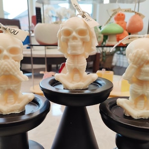 Handmade Skeleton Candle: Soy Beeswax Blend, Gothic Halloween Decor