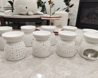 Ceramic Wax Burner | Essential Oil Warmer | Sweet Home Tealight Stand | Hollow Flower Aroma Diffuser | Aesthetic Spa Gift | Cozy Home Decor