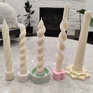 Assortiment de bougies coniques tourbillonnantes | Chandeliers | Bougies à la cire de soja et à la cire d&#39;abeille| Décoration d&#39;intérieur