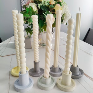 Assorted 9-10” Taper Candles | Minimalist Candlesticks | Handmade Soy & Beeswax | Swirl Candle | Home Decor | Elegant Dinner Candles
