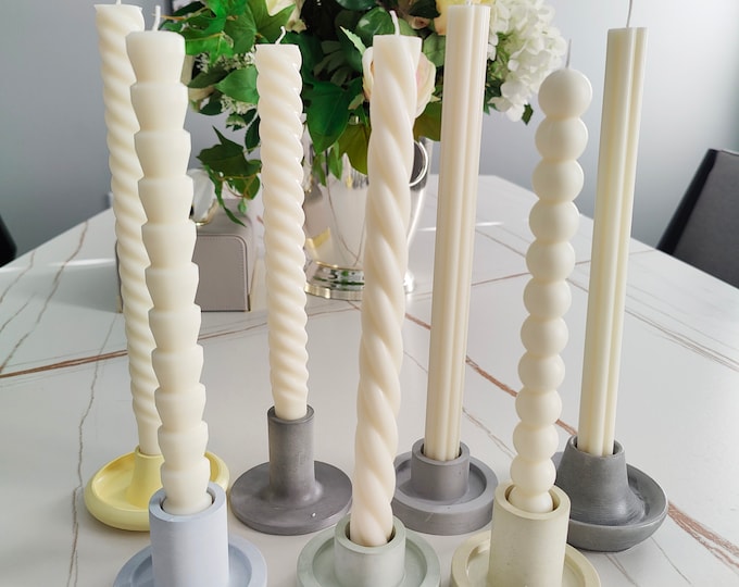 Verschiedene 9-10 ”Spitzenkerzen | Minimalistischer Kerzenständer Handmade Soja & Bienenwachs | Wirbelkerze | Wohnkultur | Elegante Tafelkerzen