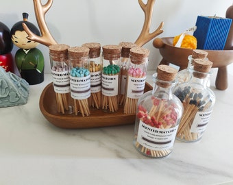 Scented Matches in Glass Vial: Color-Tipped Apothecary Match Striker