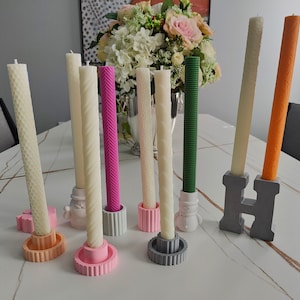 Handmade Soy Beeswax Taper Candles: Patterned Elegant Home Decor