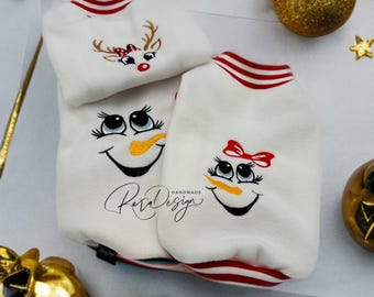 Christmas dog sweater embroidered – personalized – handmade winter outfit – for small & large dogs – cuffs selectable