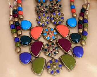 Handmade Terracotta Jewelry Set: Choker and Earrings, Customizable Colors