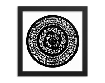 Black and White Abstract Sacred Geometry Star Framed poster