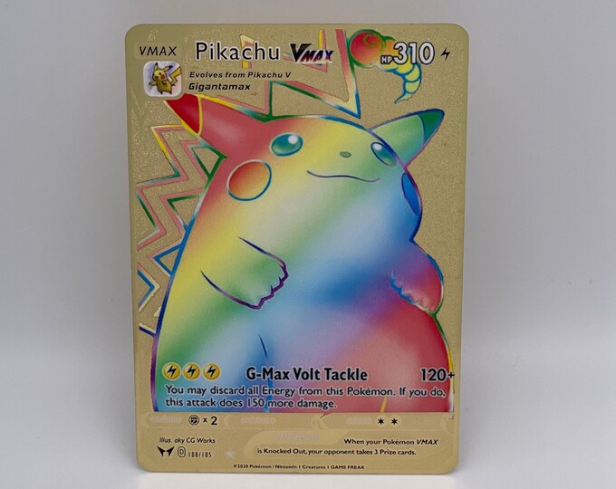 Pikachu Vmax 188/185 Carte ArcenCiel Pokémon Métal Or Etsy France