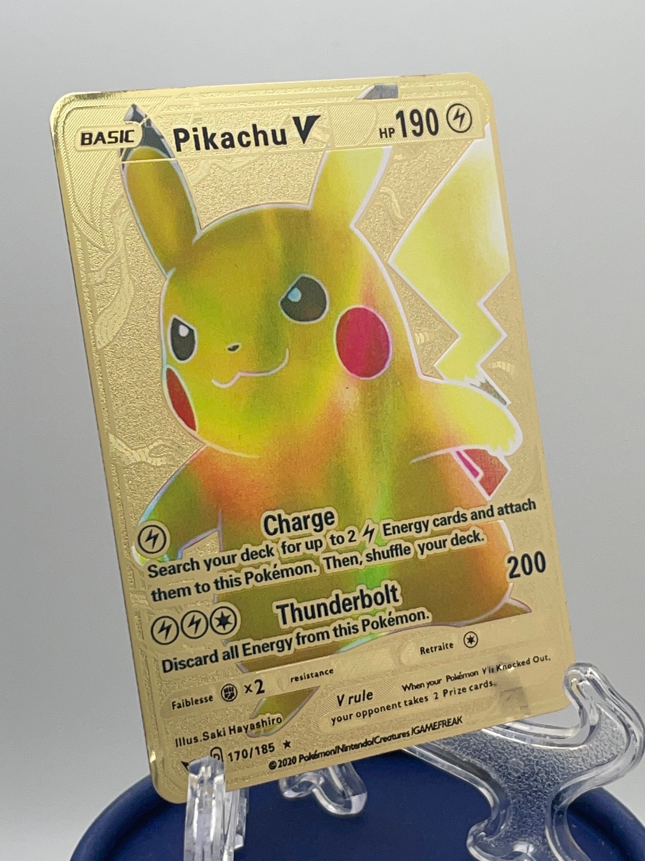 Pikachu V Gold Metall Pokemon Karte 170/185 Etsy