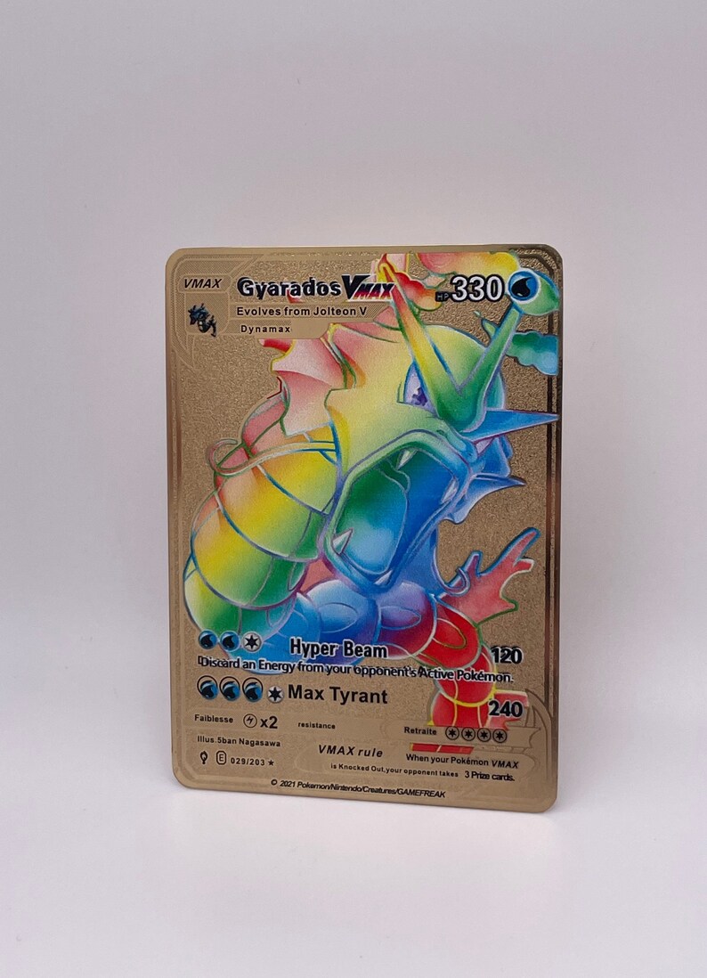 Gold Metal Pokemon Card Gyarados Vmax Rainbow Rare Etsy Australia