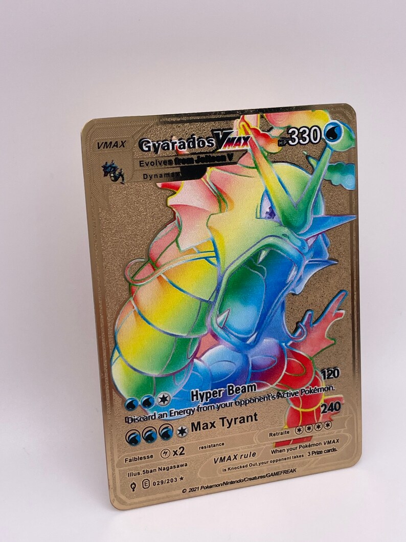 Gold Metal Pokemon Card Gyarados Vmax Rainbow Rare Etsy Australia