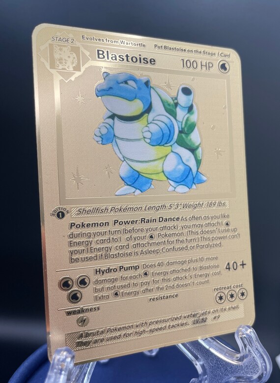 Base Set Blastoise 1st Edition Gold Pokemon Metal Card Etsy