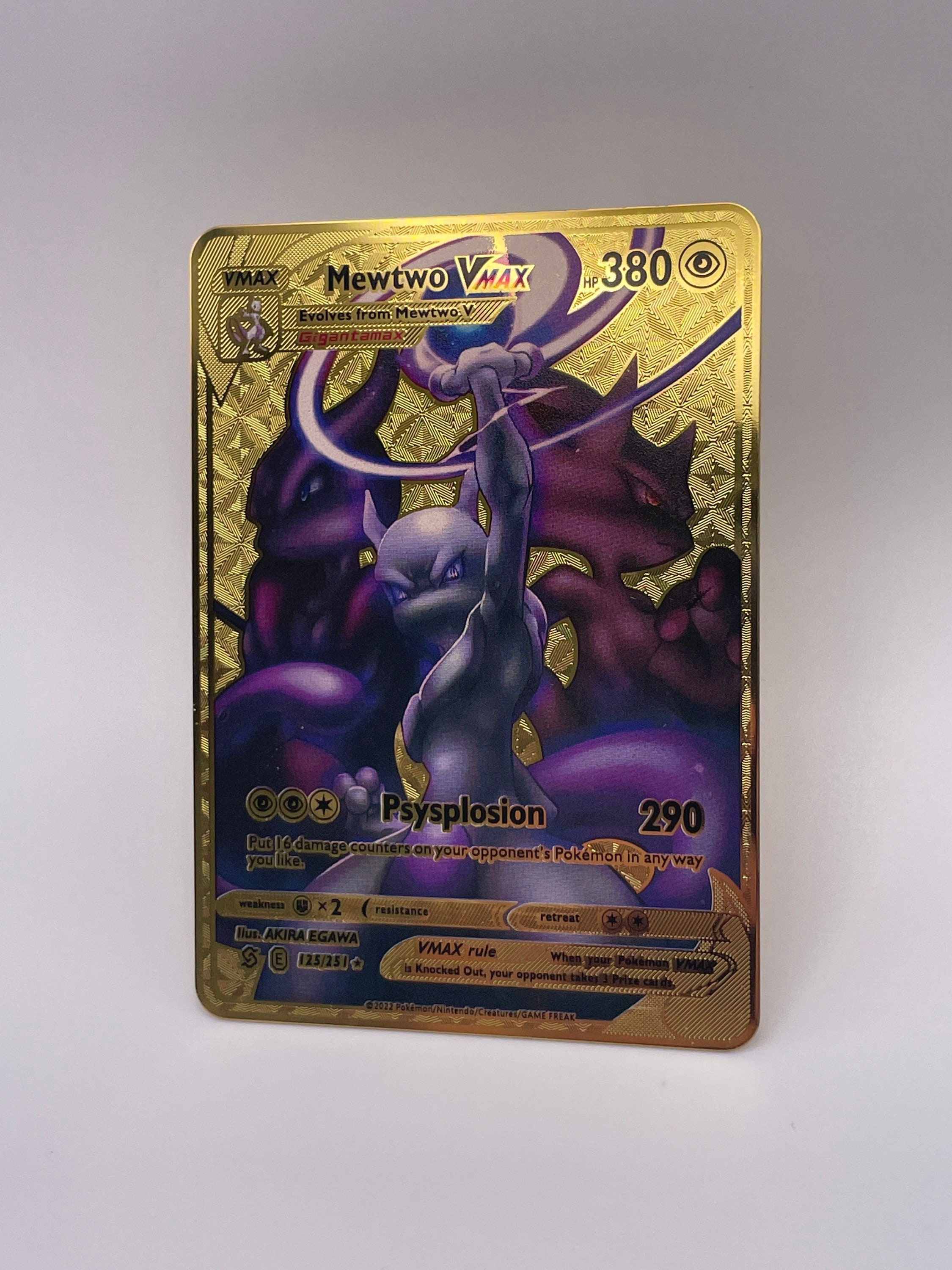 Mewtwo Vmax Custom Gold Metal Pokemon Birthday Gift Free Etsy New Zealand