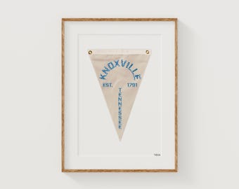 Knoxville Tennessee Art Print Pennant Flag Airbnb Fabric Embroidery Light Baby Blue Flowers Preppy Girly Popular Trending Digital