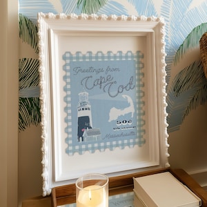 Cape Cod Stamp Art Print: vintage pastel kustdecor (pdf-download)