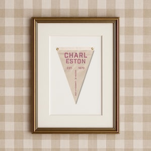 Charleston South Carolina Pink Pennant Flag Digital Download PDF Art Print Home Wall Decor Popular Trendy Preppy Girly Cute Nursery