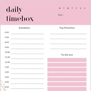 24 Hour Daily Timebox Planner Timebox Template Digital Planner