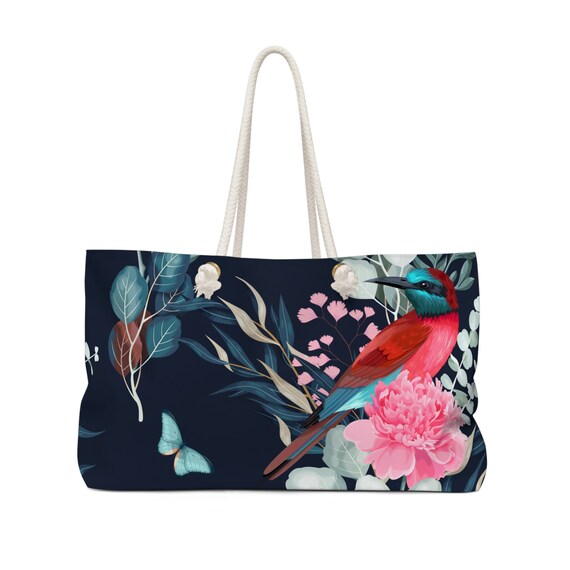 Flower Print Luxury Weekender Bag Luxury Print Beach Bag Flower Beach Bag Summer Bag Floral Beach Tote Pink Beach Bag