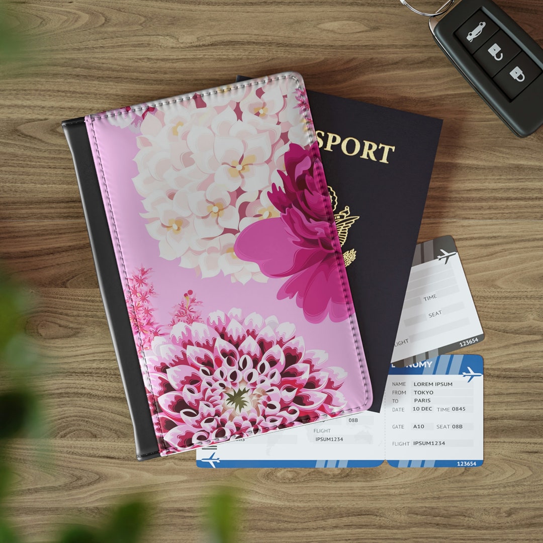 Pink Flower Print Luxury Passport Cover Luxury Print Passport Etsy