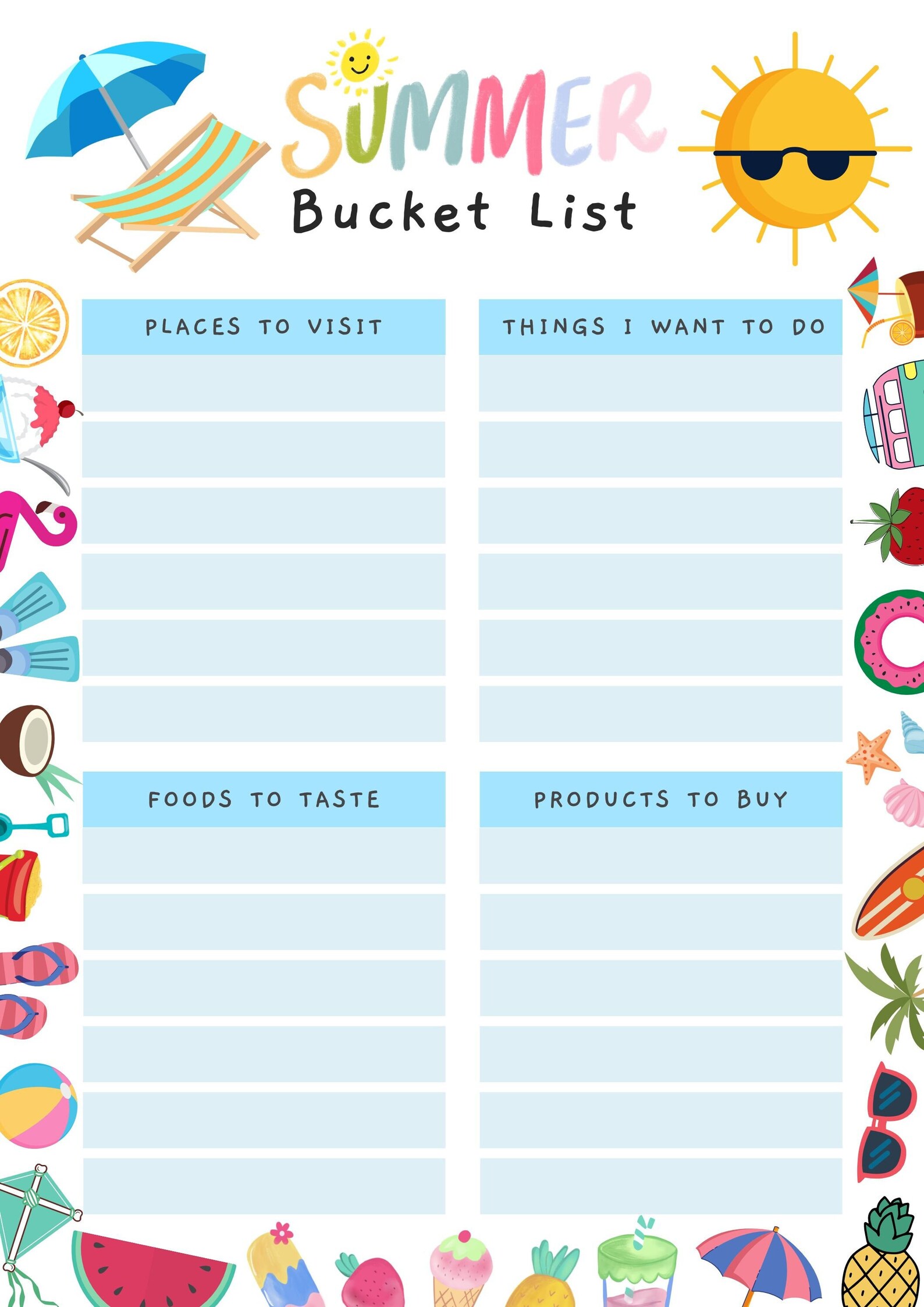 Summer Bucket List Printable Instant Download Bucket List 2023 Summer Bucket List Printable Instant Download Bucket List 2023