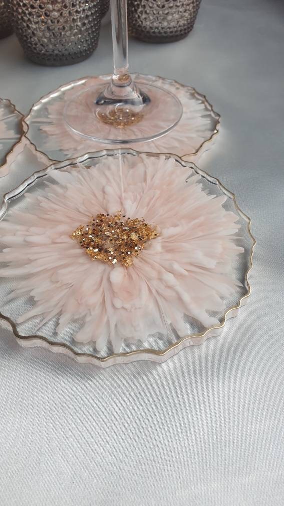 Coasters for Glasses Made of Resin With Flowers Etsy Australia