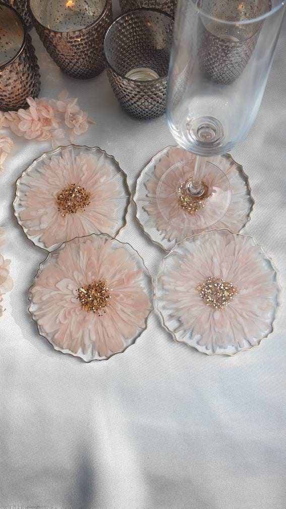 Coasters for Glasses Made of Resin With Flowers Etsy Australia