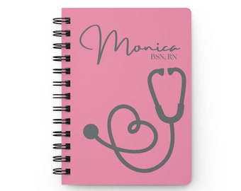 Personalized Spiral Nurse Notebook/ Journal, Personalized RN, MD, lpn Notebook, Healthcare worker Gift, Graduation Gift