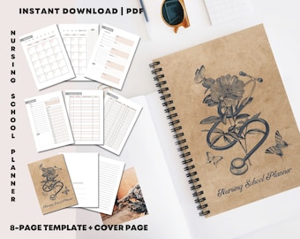 Nursing School Planner Undated| Minimalist Student Nurse Planner | Test + Assignment Tracker | 10 Minute Daily Planner | Monthly Planner