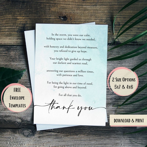 Thankyou Nicu Card Etsy