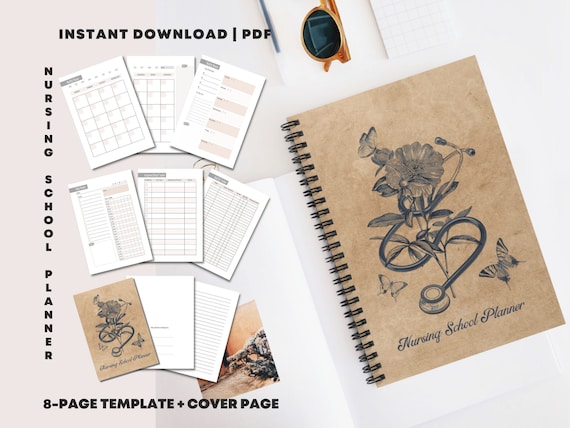 Nursing School Planner Undated| Minimalist Student Nurse Planner | Test + Assignment Tracker | 10 Minute Daily Planner | Monthly Planner