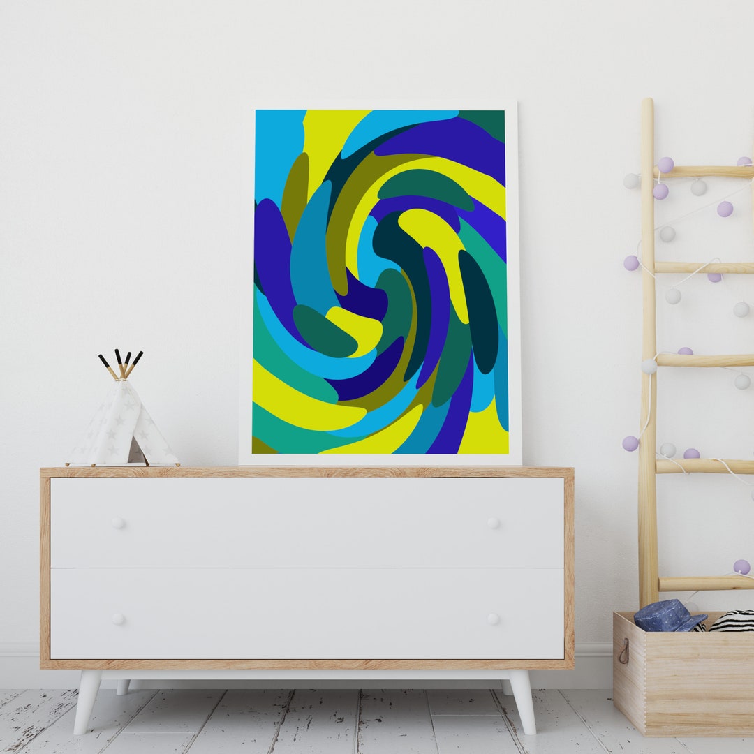 Blue and Green Wall Art, Modern Wall Art, Cool Office, Blue, Green