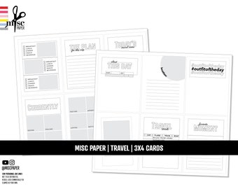 PRINTABLE Travel Notebook | Basic 3x4 Cards