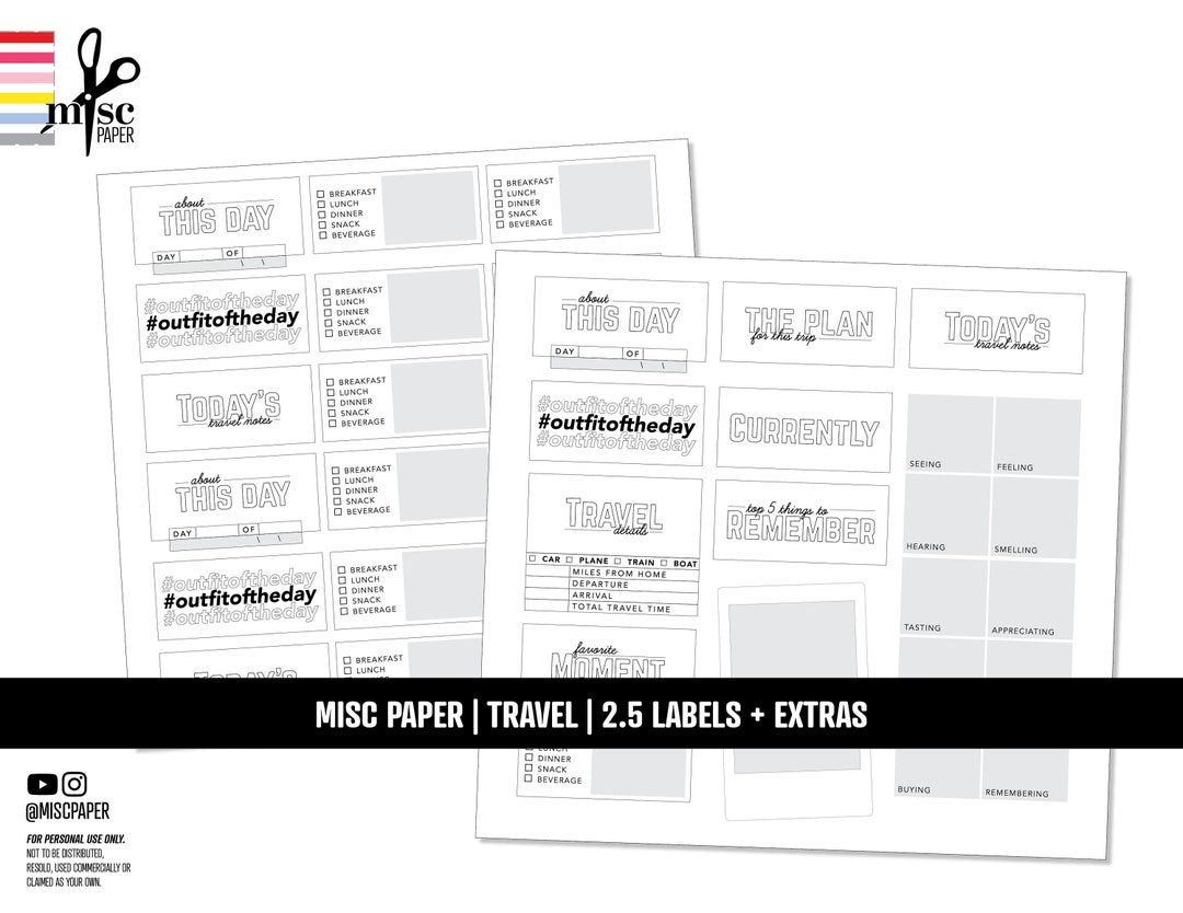 PRINTABLE Travel Notebook | Basic Labels - Etsy