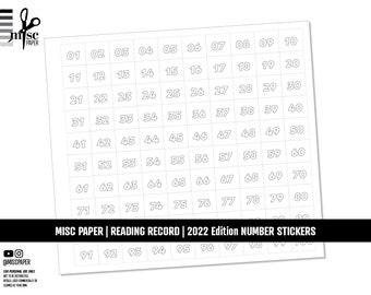 PRINTABLE Reading Record 22ED Book Number Stickers