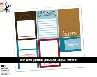 PRINTABLE History Travel Scrapbook | Journal Cards | Vintage 01