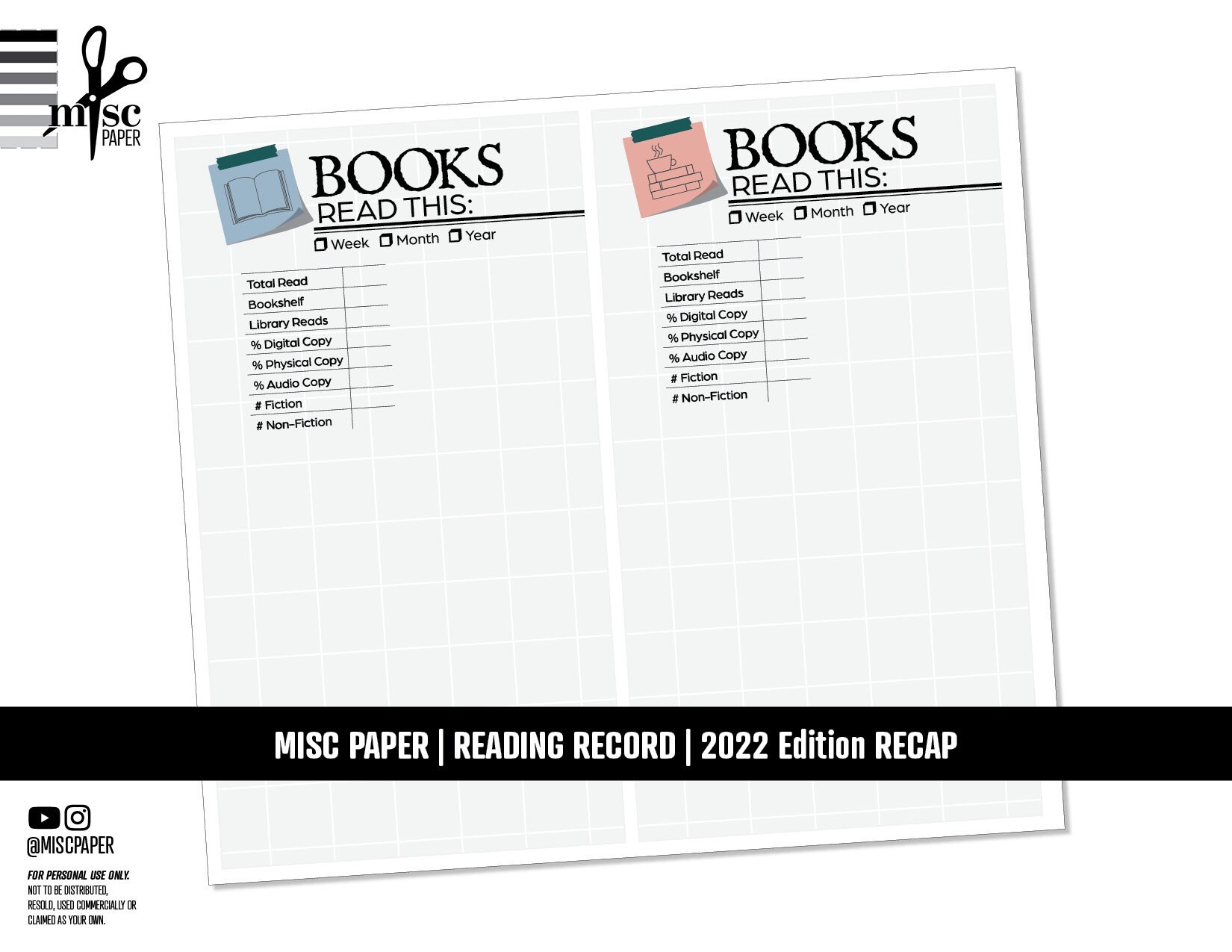 Printable reading record 22ed book recap pages etsy
