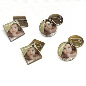 Distintivo con foto bombata personalizzata, spilla con clip personalizzata, oro e argento, qualsiasi immagine, logo, testo, cupola protettiva