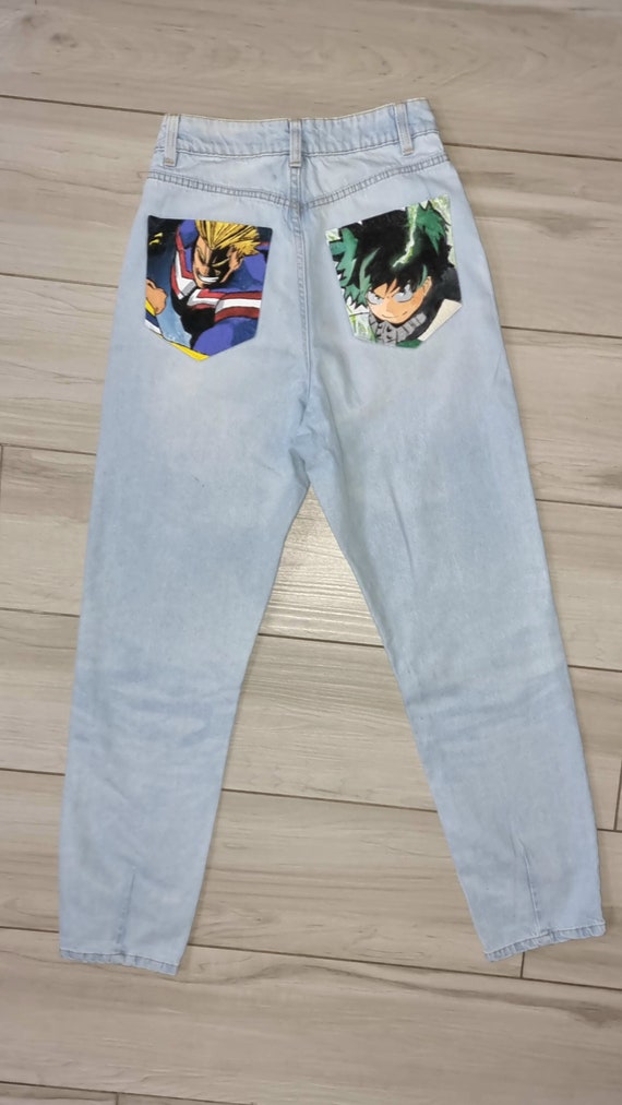 Painted Pocket Jeans Deku All Might 