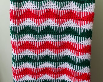 Classic Christmas Ripple Crochet Throw