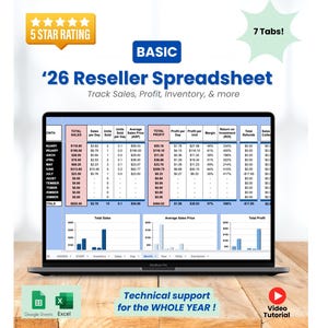 2026 Reseller Spreadsheet-BASIC: Inventory, Sales and Profit Tracker