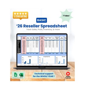 2026 Reseller Spreadsheet-BASIC: Inventory, Sales and Profit Tracker
