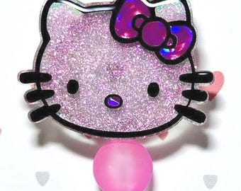 Kitty Head Badge Reel - HK Badge Reel - Cute Badge Reel - Nurse Gift - Teacher Gift - Retractable Badge Reel