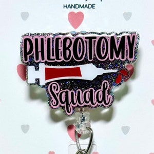 Phlebotomy Squad Badge Reel - Phlebotomy Badge Reel - Phlebotomist Gift - ID Holder Gift - Medical Badge - Cute Badge Reel