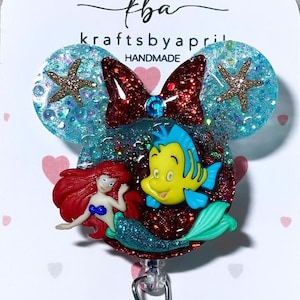 Mermaid Badge Reel - ID Holder - Nurse Badge Reel - Teacher Gift - Nurse Gift - Piglet Badge Reel - Disney Inspired Badge Reel