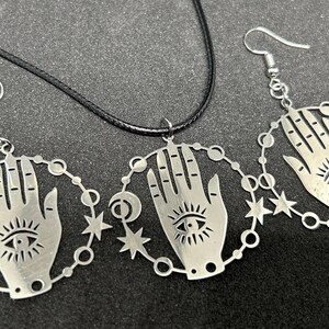 Boucles d'oreilles/pendentif main wiccane avec œil du diable. Païen, Wicca, Sorcières