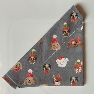 Winter or Christmas Dogs with Scarves- Matching set- choose options: dog bandana, scrunchie