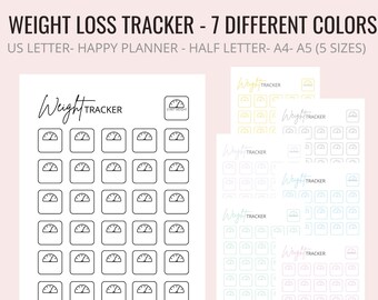 Weight Loss Tracker Printable, Weight Loss Motivation, Weight Loss Goal Tracker, Weight Loss Tracker Journal, Weekly Weight Recorder ,Chart