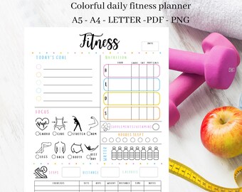 Daily Fitness Planner Printable Wellness Tracker Exercise | Etsy