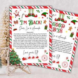 Carta del elfo, Carta de llegada del elfo, Carta de regreso del elfo, Carta de Navidad del elfo diciendo "¡He vuelto!", Kit de carta de despedida del elfo, ¡Hemos vuelto, elfo!