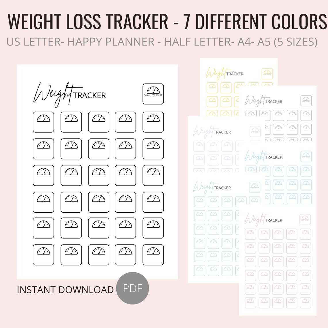 Weight Loss Tracker Printable, Weight Loss Motivation, Weight Loss Goal ...